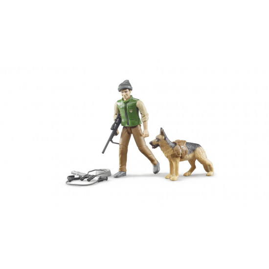 Erdészeti figura kutyával