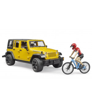 Jeep Wrangler Rubicon Unlimited Mountain Bike-kal és kerékpárossal