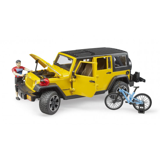 Jeep Wrangler Rubicon Unlimited Mountain Bike-kal és kerékpárossal