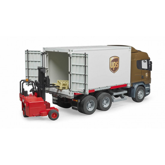 Scania R UPS teherautó targoncával és raklapokkal