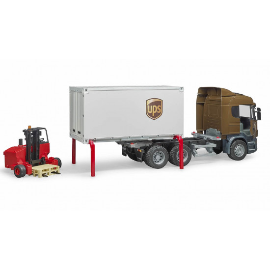 Scania R UPS teherautó targoncával és raklapokkal